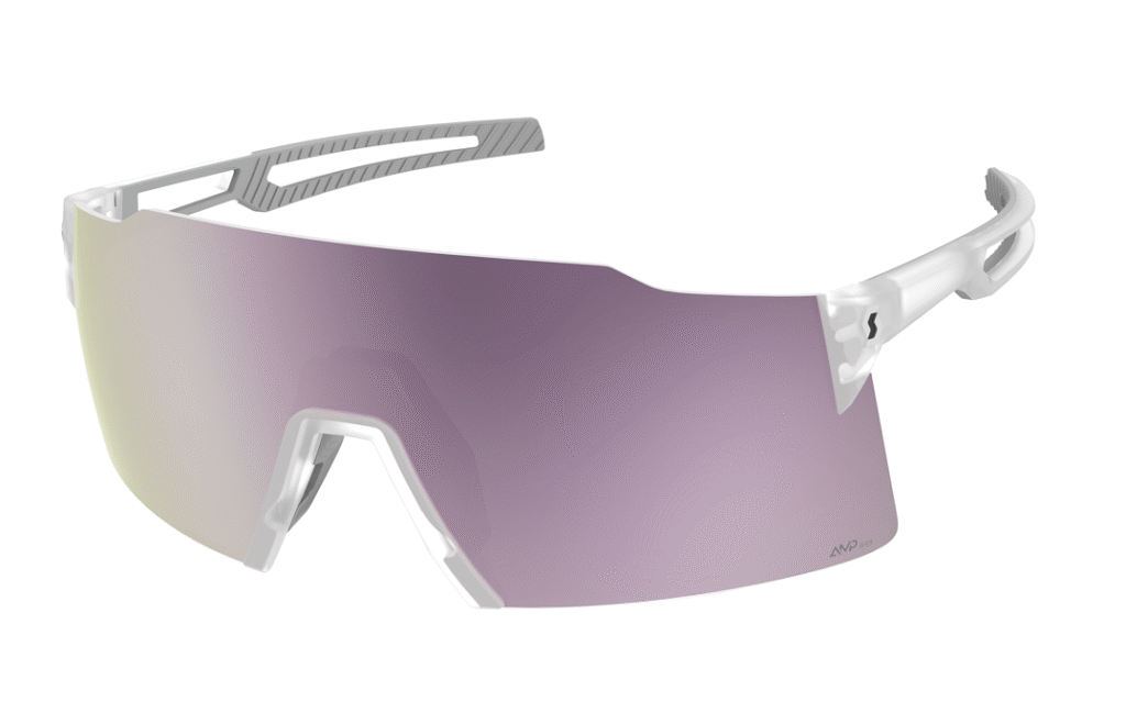 Scott Stride sunglasses white frame and purple lens